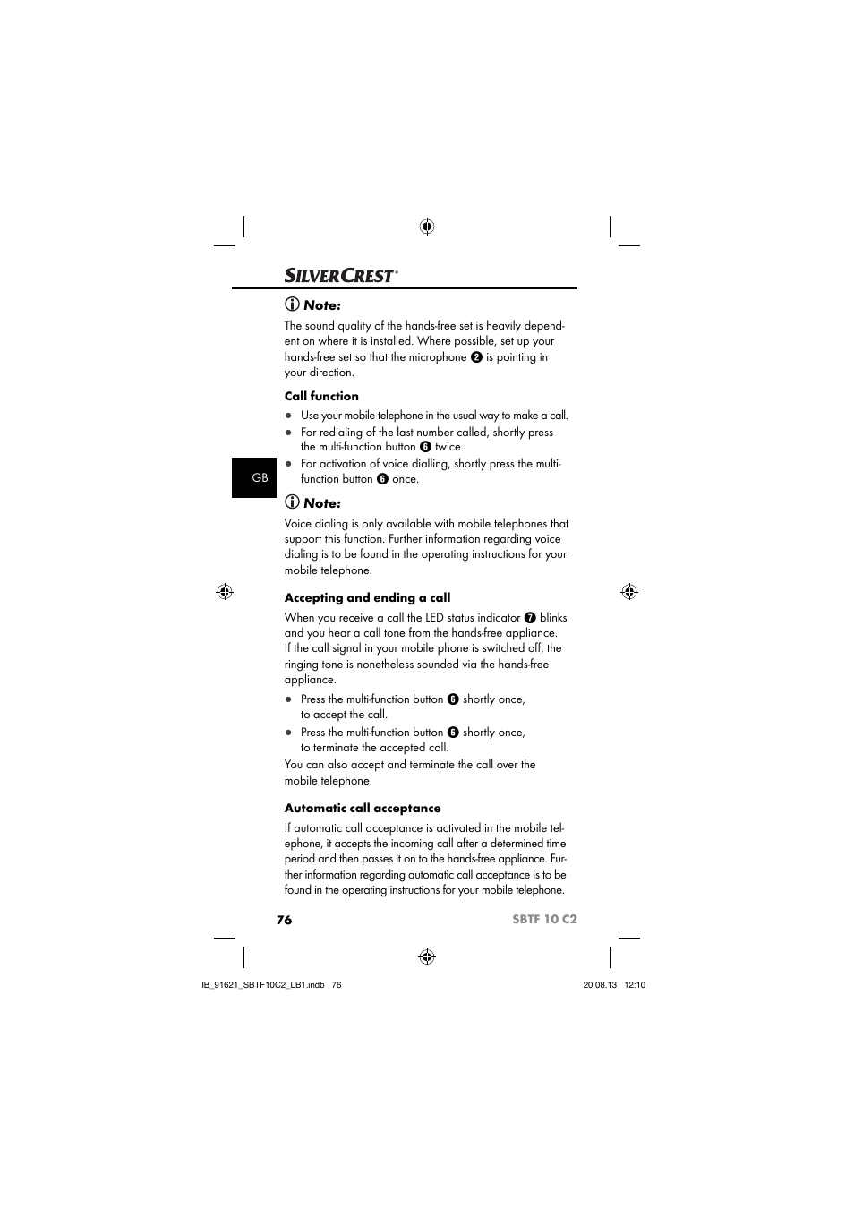 Silvercrest SBTF 10 C2 User Manual | Page 79 / 86