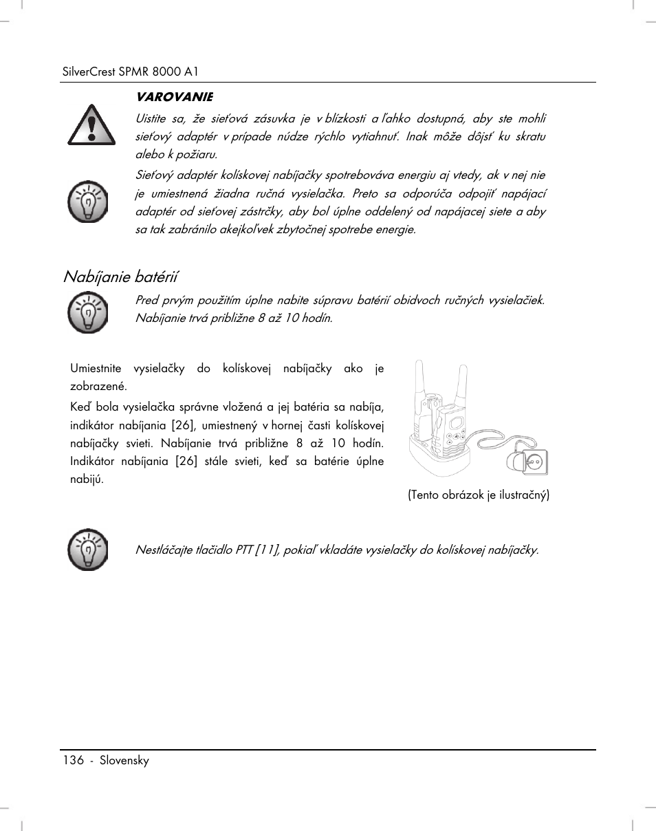 Nabíjanie batérií | Silvercrest SPMR 8000 A1 User Manual | Page 138 / 184