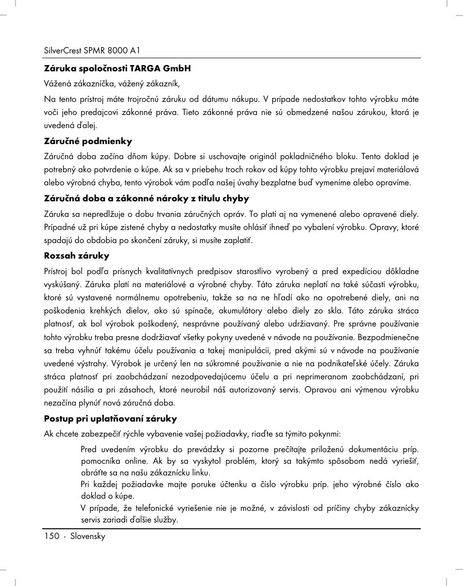 Silvercrest SPMR 8000 A1 User Manual | Page 152 / 184