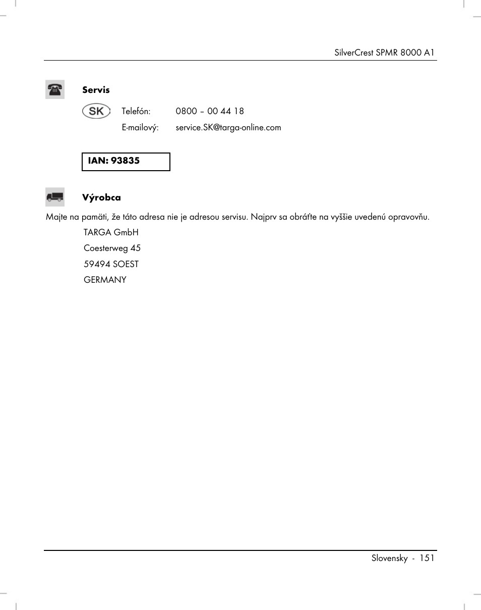 Silvercrest SPMR 8000 A1 User Manual | Page 153 / 184