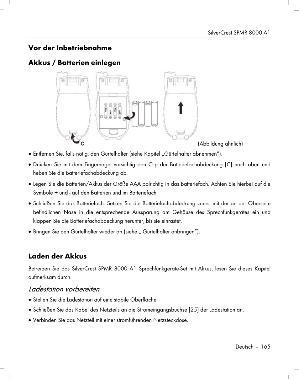 Ladestation vorbereiten | Silvercrest SPMR 8000 A1 User Manual | Page 167 / 184