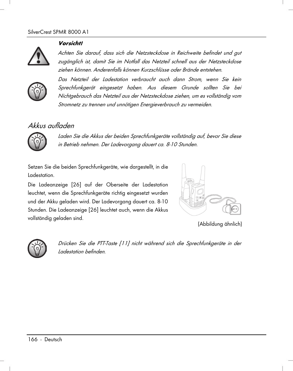 Akkus aufladen | Silvercrest SPMR 8000 A1 User Manual | Page 168 / 184