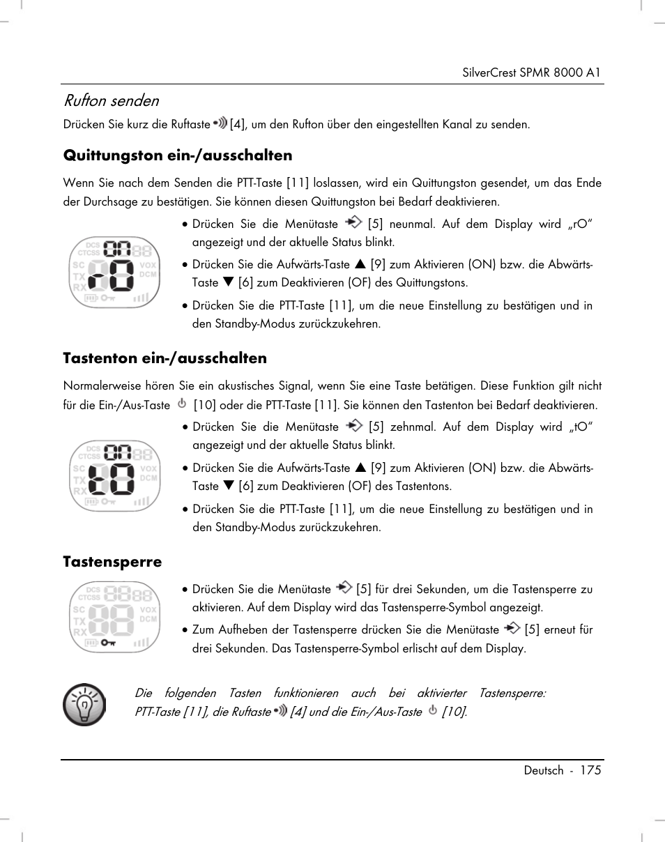 Rufton senden | Silvercrest SPMR 8000 A1 User Manual | Page 177 / 184