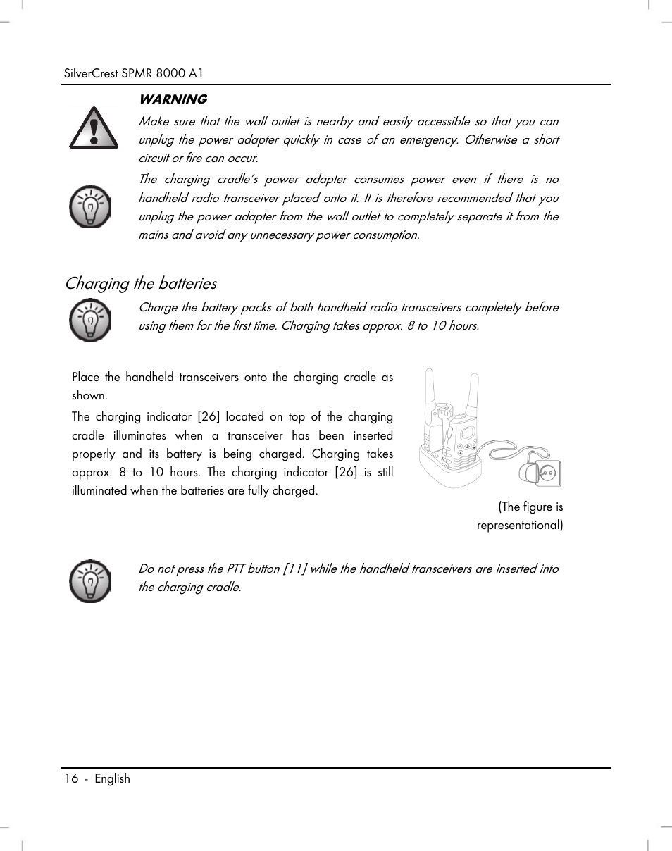 Charging the batteries | Silvercrest SPMR 8000 A1 User Manual | Page 18 / 184