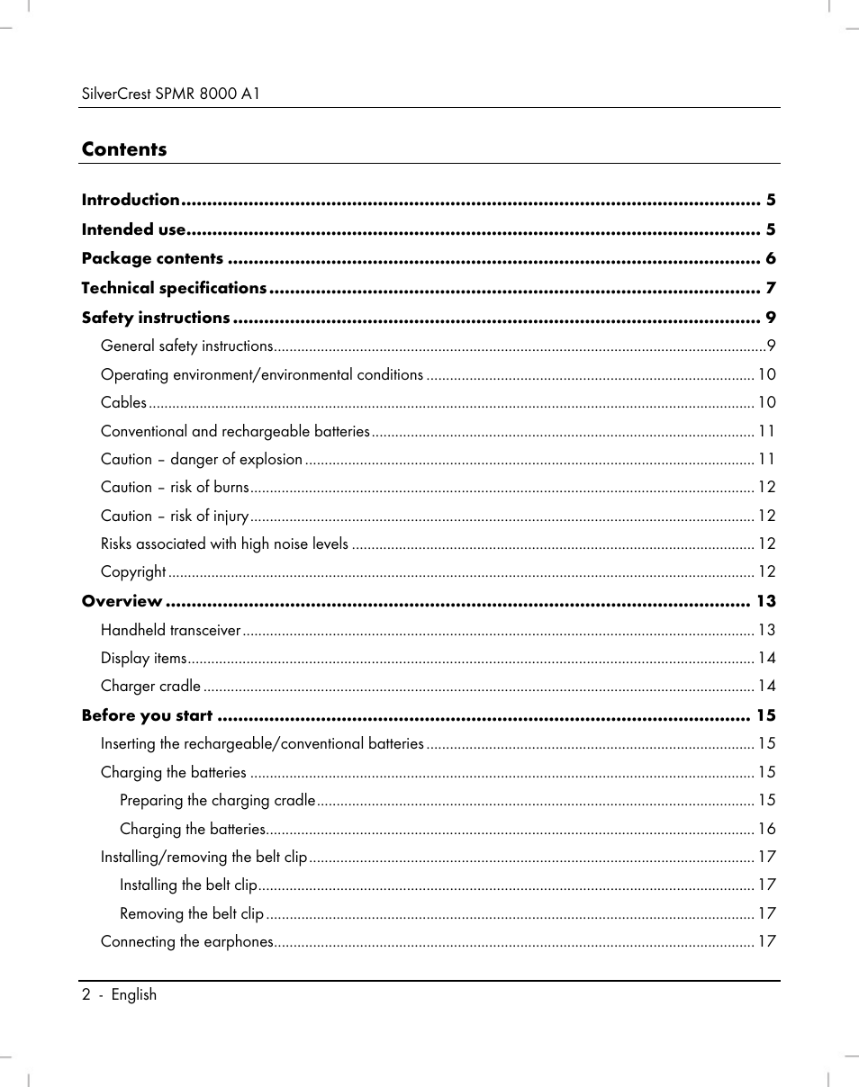 Silvercrest SPMR 8000 A1 User Manual | Page 4 / 184