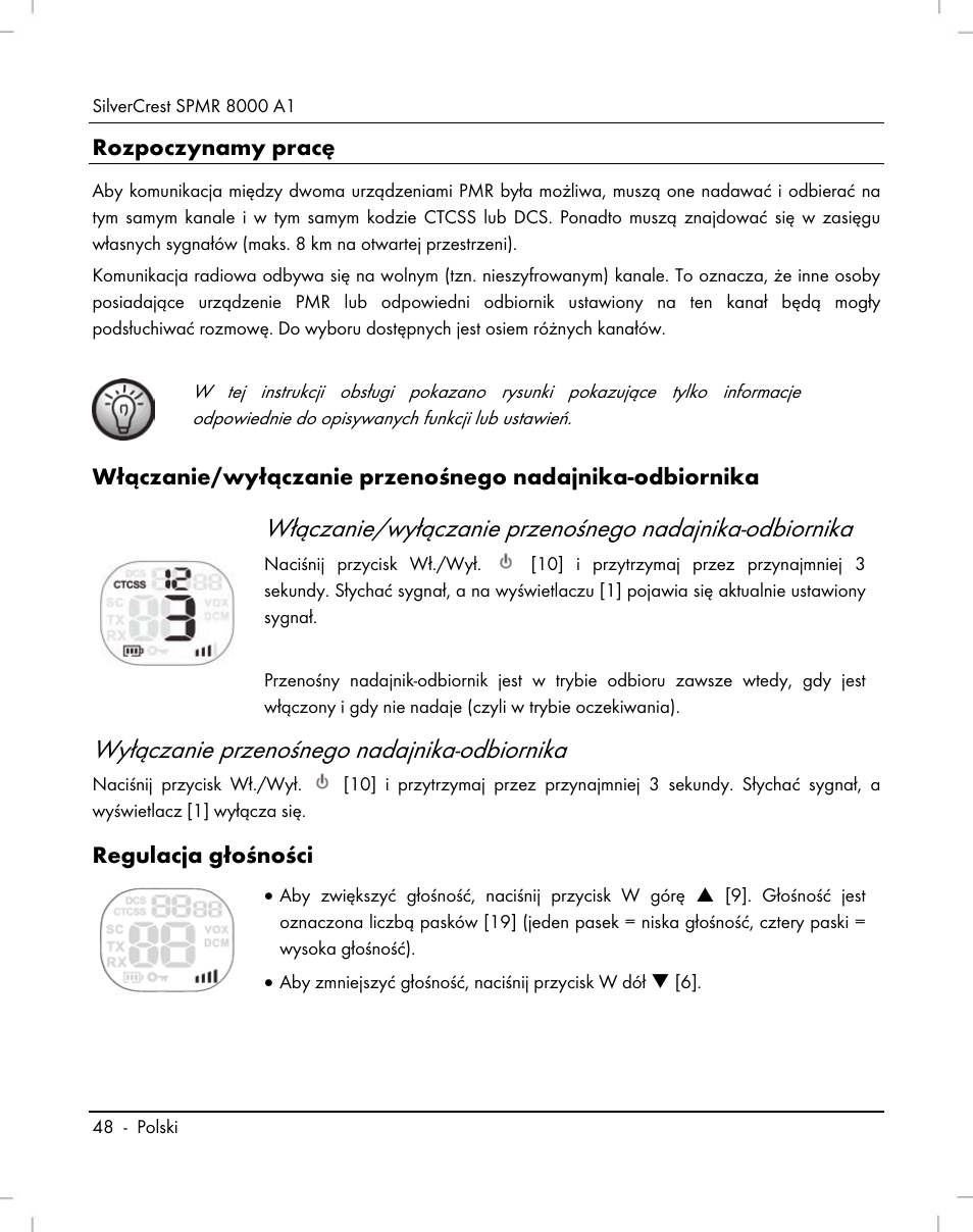Wyłączanie przenośnego nadajnika-odbiornika | Silvercrest SPMR 8000 A1 User Manual | Page 50 / 184