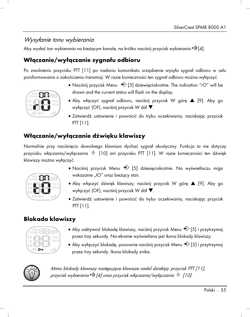 Wysyłanie tonu wybierania | Silvercrest SPMR 8000 A1 User Manual | Page 57 / 184