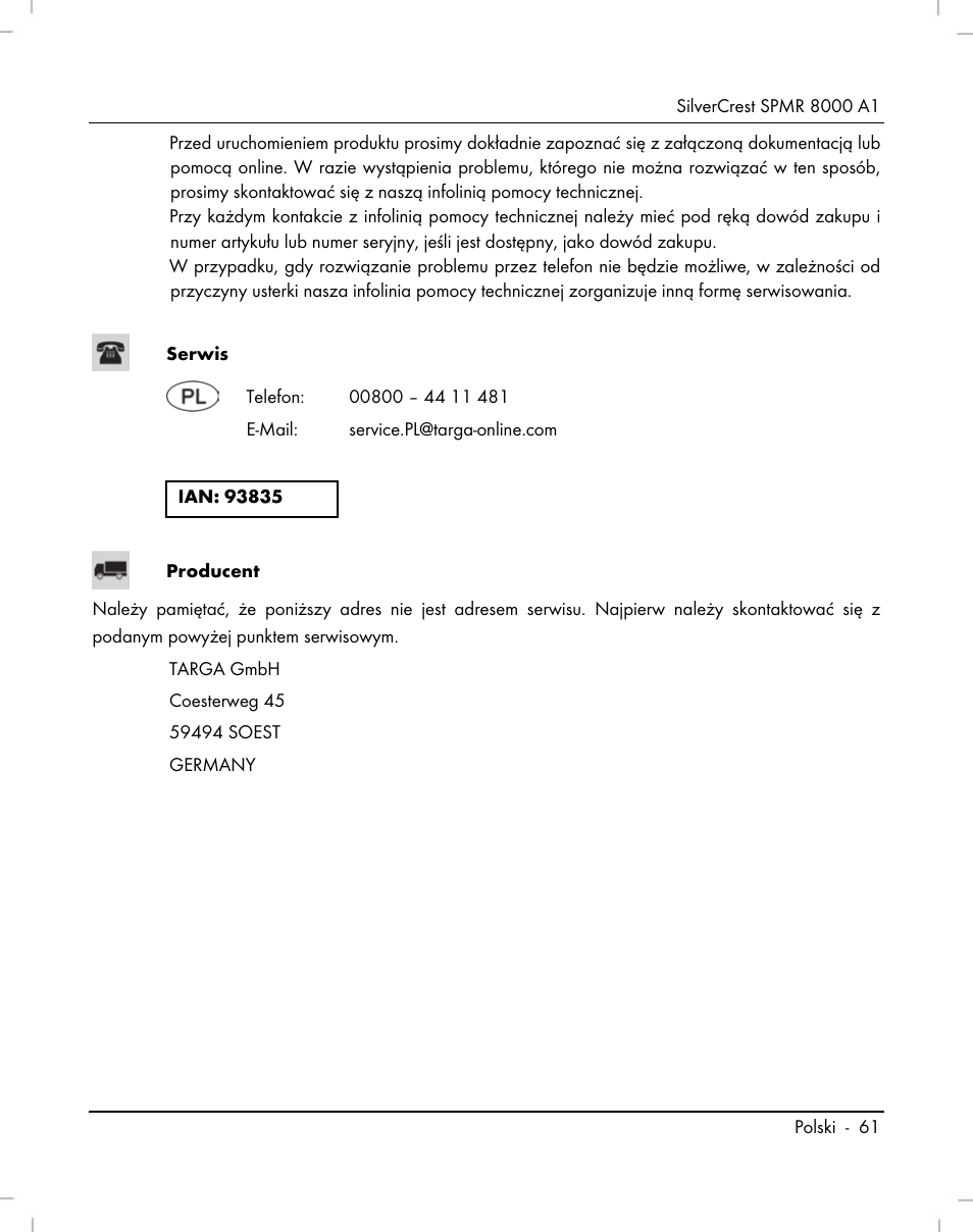 Silvercrest SPMR 8000 A1 User Manual | Page 63 / 184