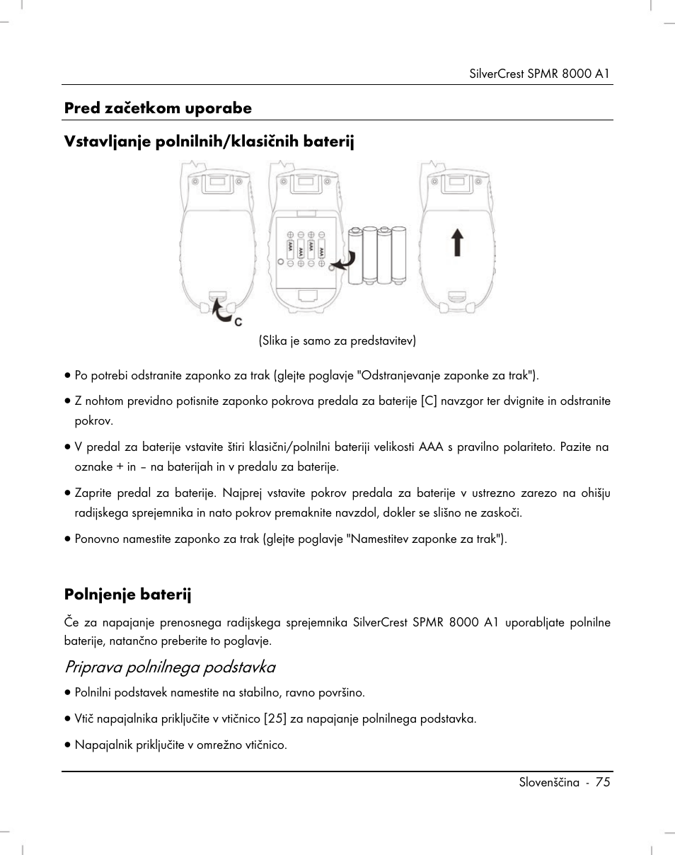 Priprava polnilnega podstavka | Silvercrest SPMR 8000 A1 User Manual | Page 77 / 184