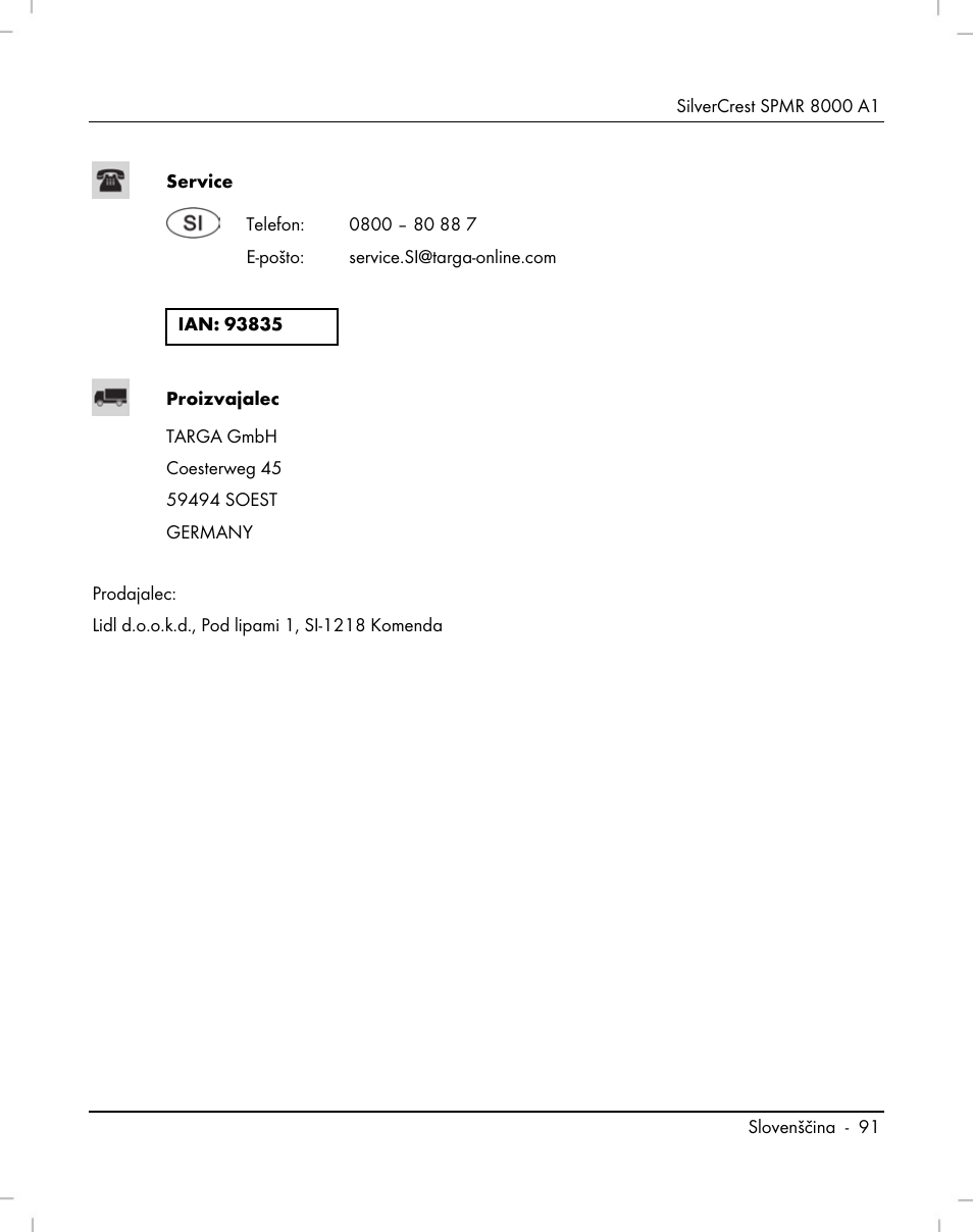 Silvercrest SPMR 8000 A1 User Manual | Page 93 / 184