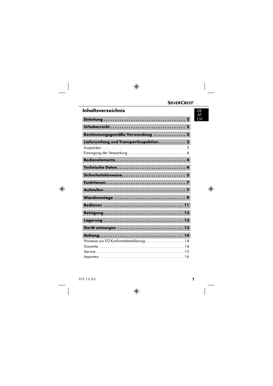 Silvercrest STS 12 A2 User Manual | Page 4 / 67