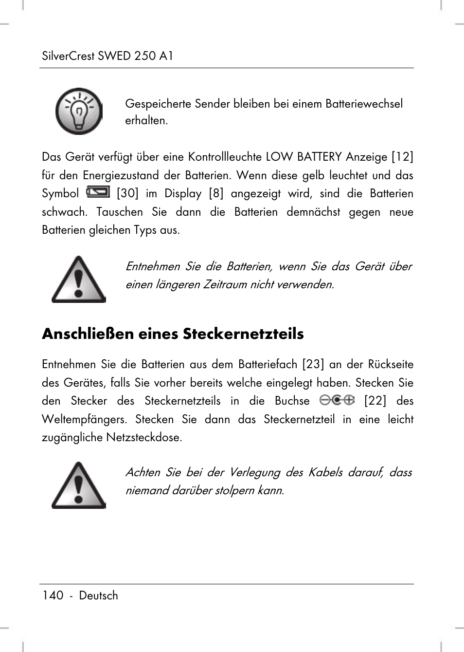 Anschließen eines steckernetzteils | Silvercrest SWED 250 A1 User Manual | Page 142 / 158