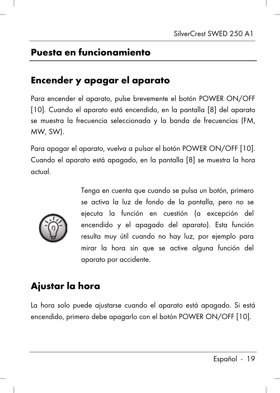 Ajustar la hora | Silvercrest SWED 250 A1 User Manual | Page 21 / 158