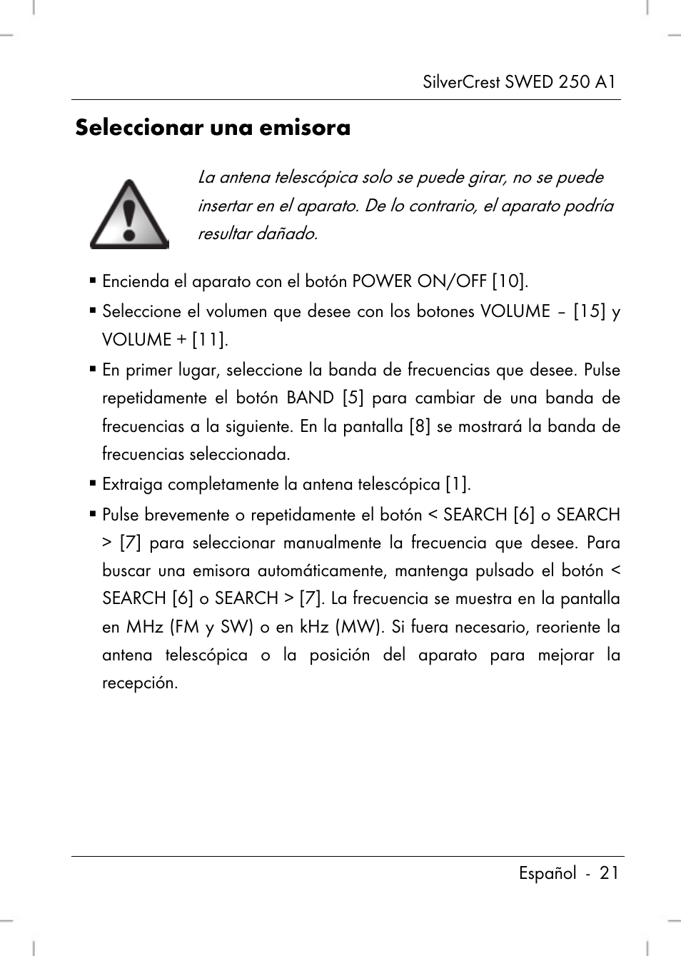 Seleccionar una emisora | Silvercrest SWED 250 A1 User Manual | Page 23 / 158