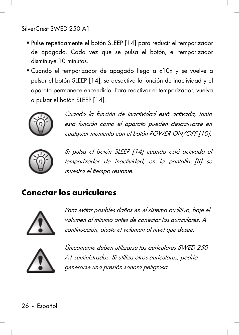 Conectar los auriculares | Silvercrest SWED 250 A1 User Manual | Page 28 / 158