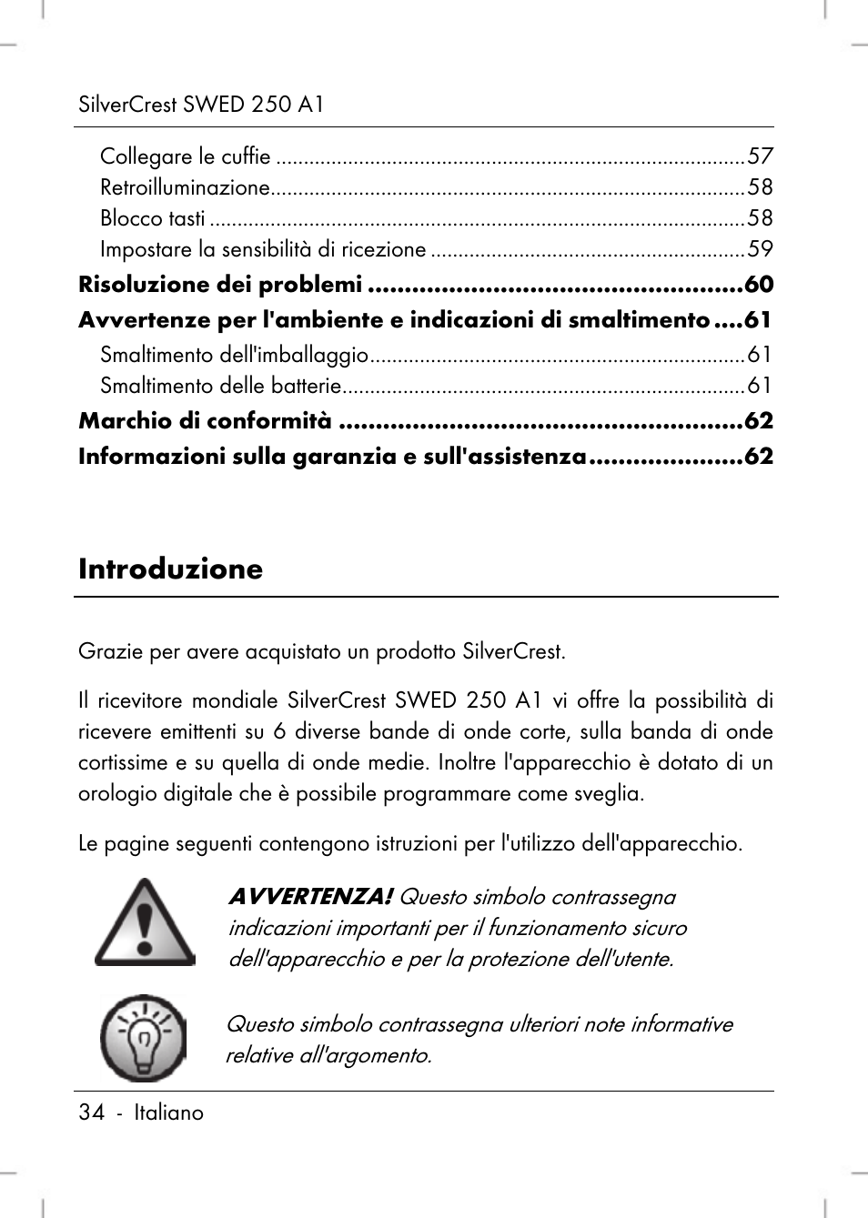 Introduzione | Silvercrest SWED 250 A1 User Manual | Page 36 / 158