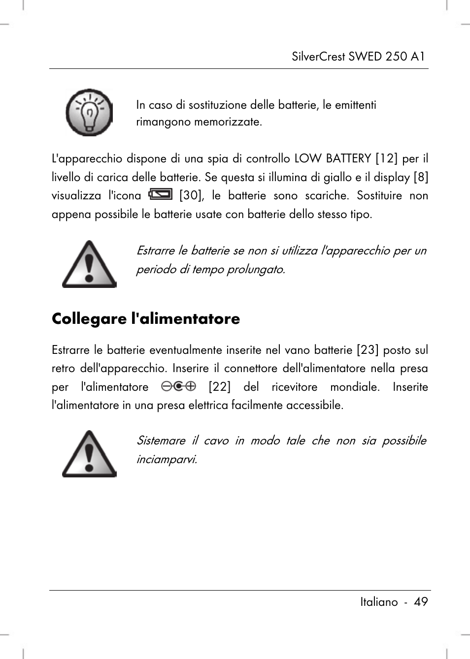 Collegare l'alimentatore | Silvercrest SWED 250 A1 User Manual | Page 51 / 158