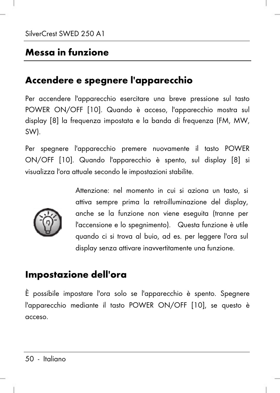 Impostazione dell'ora | Silvercrest SWED 250 A1 User Manual | Page 52 / 158