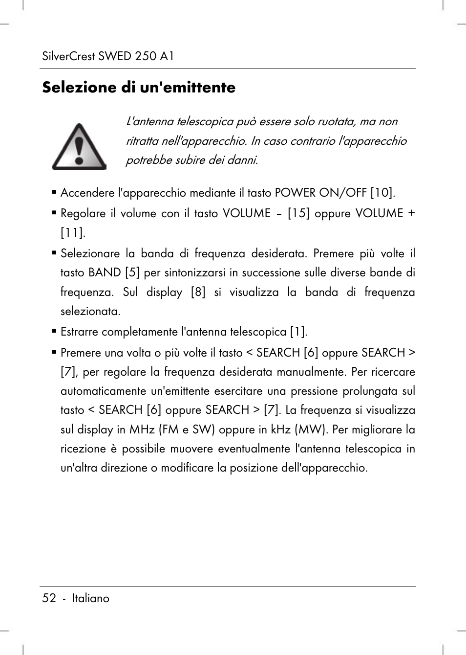 Selezione di un'emittente | Silvercrest SWED 250 A1 User Manual | Page 54 / 158