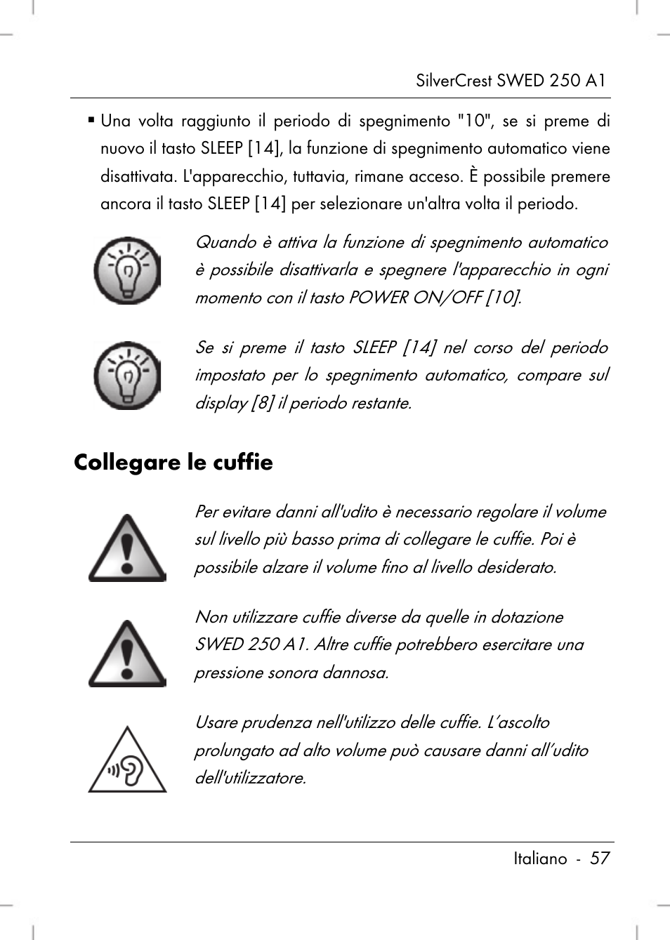 Collegare le cuffie | Silvercrest SWED 250 A1 User Manual | Page 59 / 158