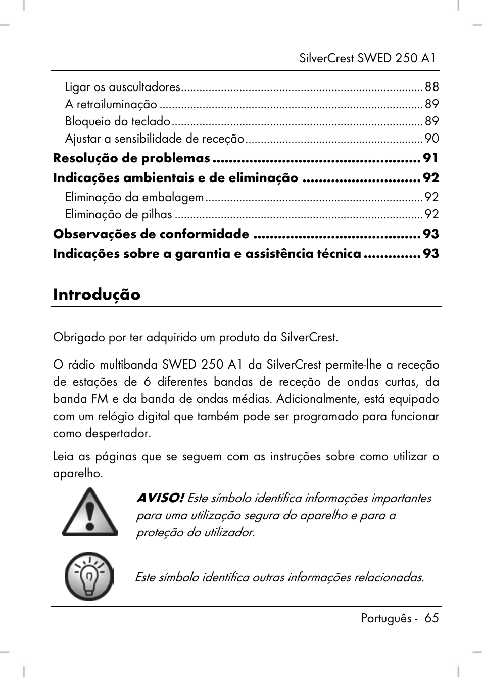 Introdução | Silvercrest SWED 250 A1 User Manual | Page 67 / 158