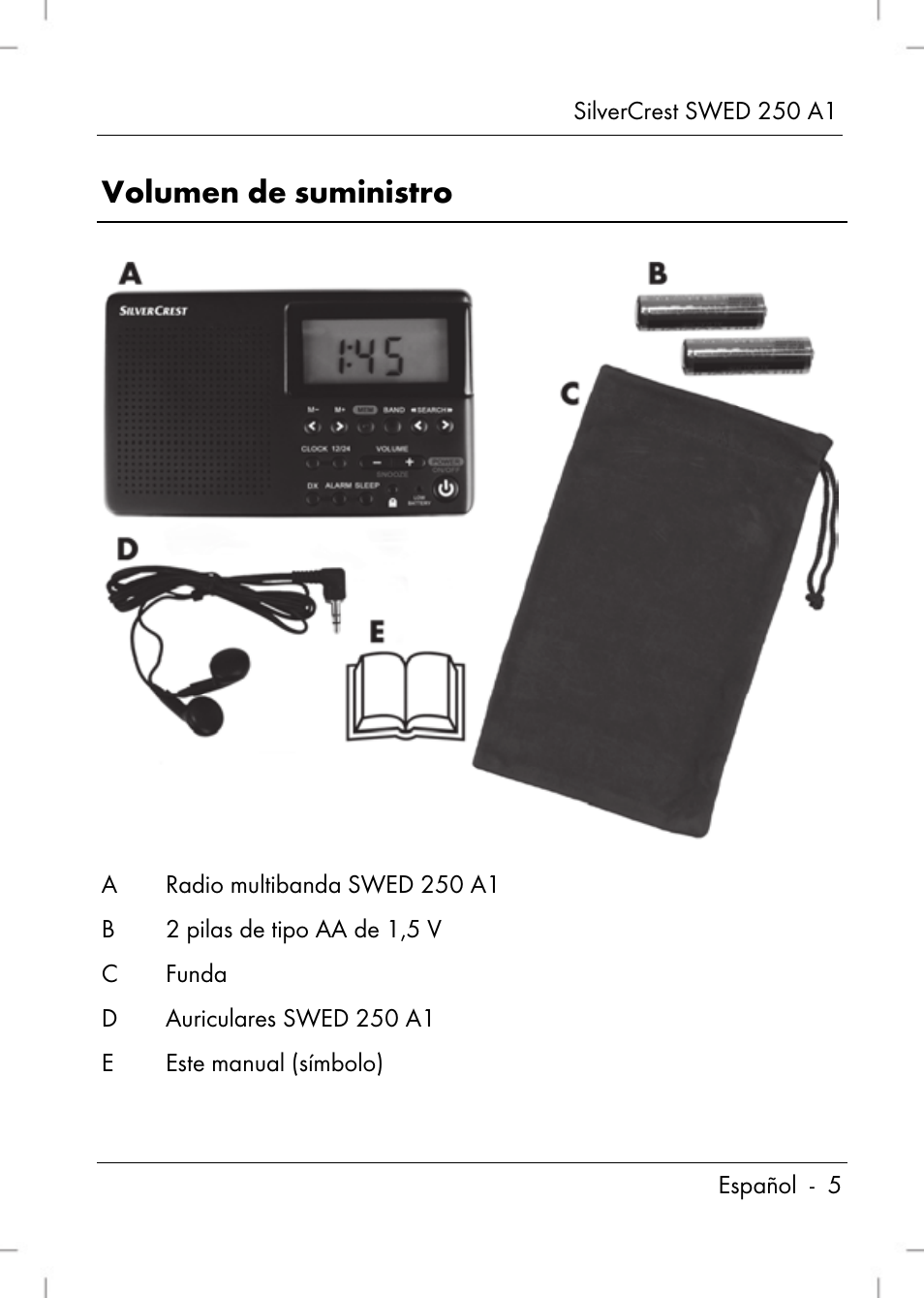 Volumen de suministro | Silvercrest SWED 250 A1 User Manual | Page 7 / 158