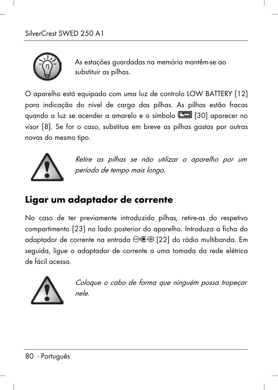 Ligar um adaptador de corrente | Silvercrest SWED 250 A1 User Manual | Page 82 / 158