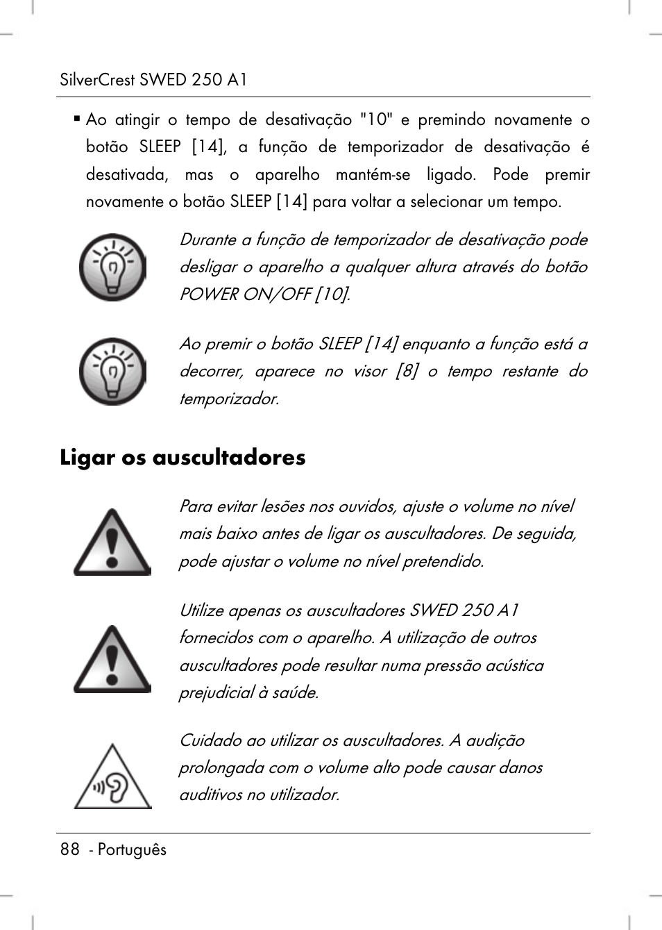 Ligar os auscultadores | Silvercrest SWED 250 A1 User Manual | Page 90 / 158
