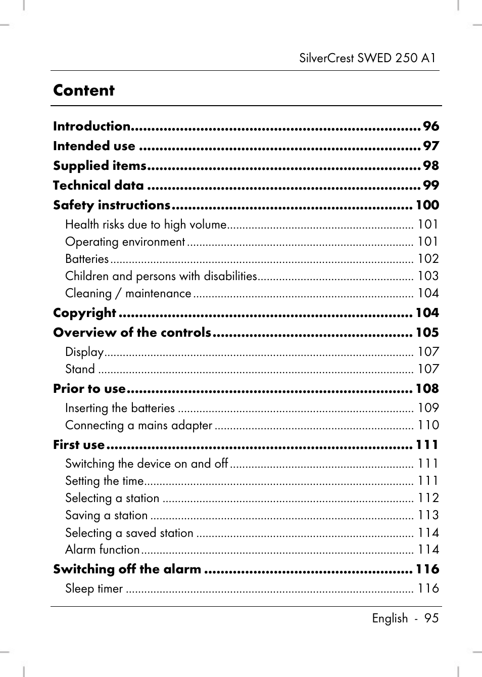 Content | Silvercrest SWED 250 A1 User Manual | Page 97 / 158