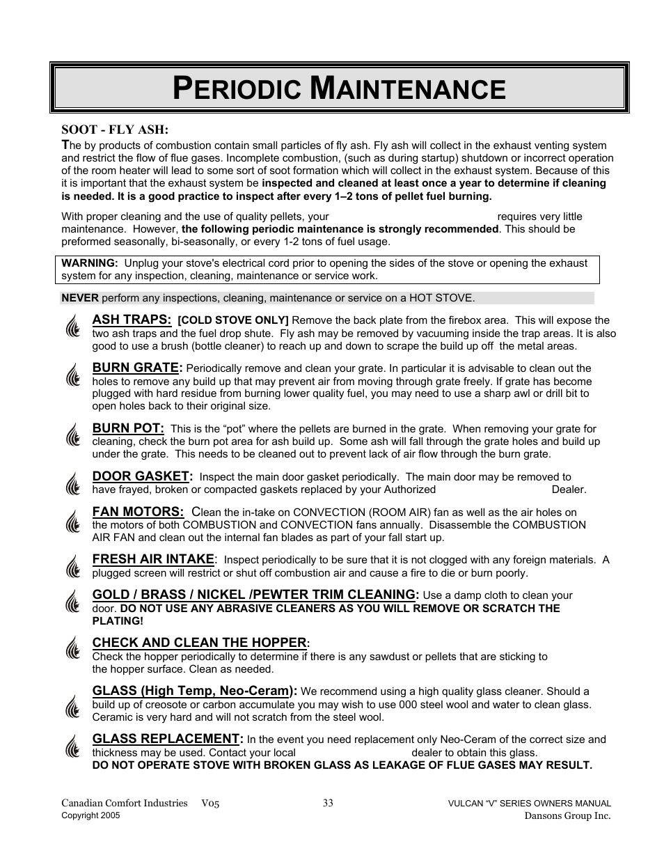 Eriodic, Aintenance | Dansons Group V-50 User Manual | Page 33 / 40