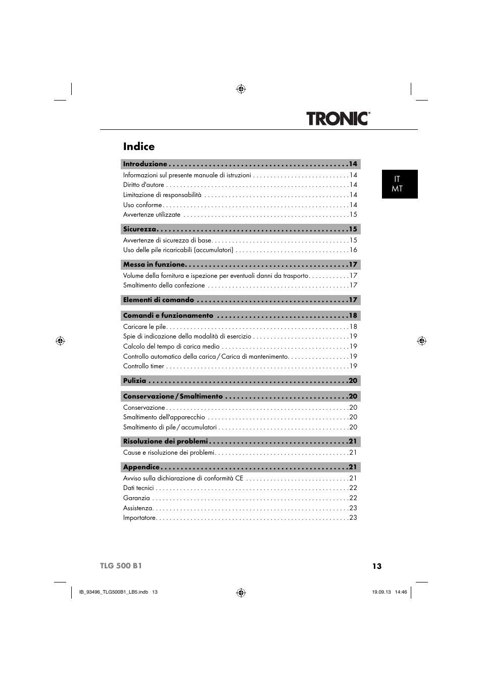 Indice, It mt | Silvercrest TLG 500 B1 User Manual | Page 16 / 63