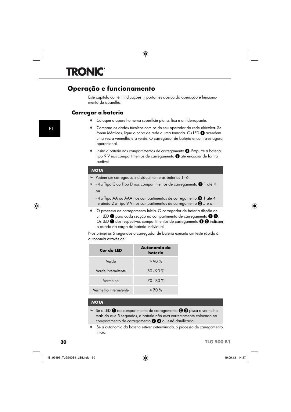 Operação e funcionamento, Carregar a bateria | Silvercrest TLG 500 B1 User Manual | Page 33 / 63