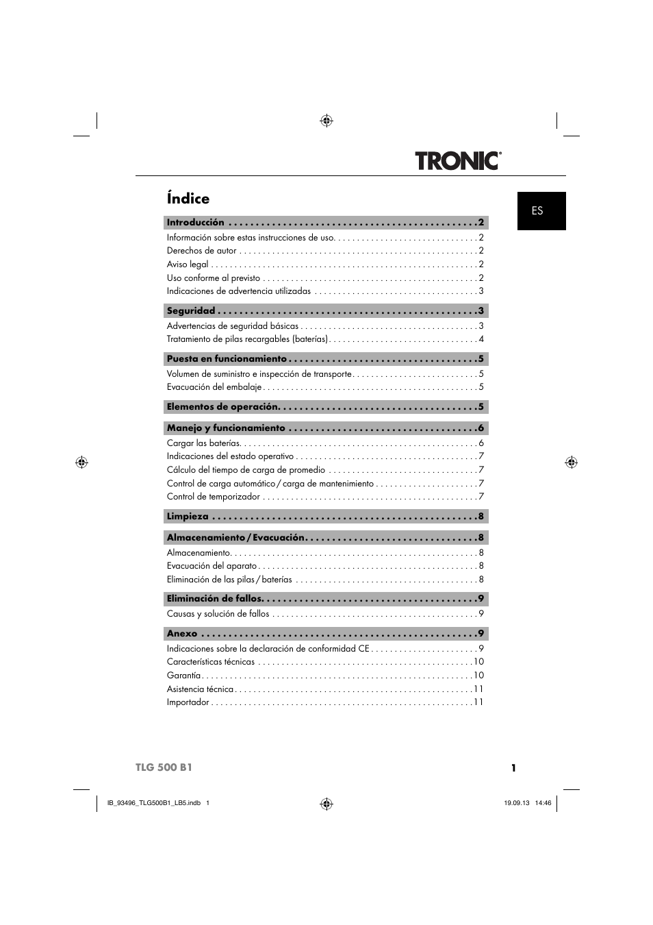 Índice | Silvercrest TLG 500 B1 User Manual | Page 4 / 63