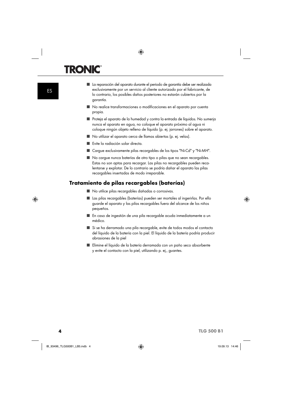 Tratamiento de pilas recargables (baterías) | Silvercrest TLG 500 B1 User Manual | Page 7 / 63