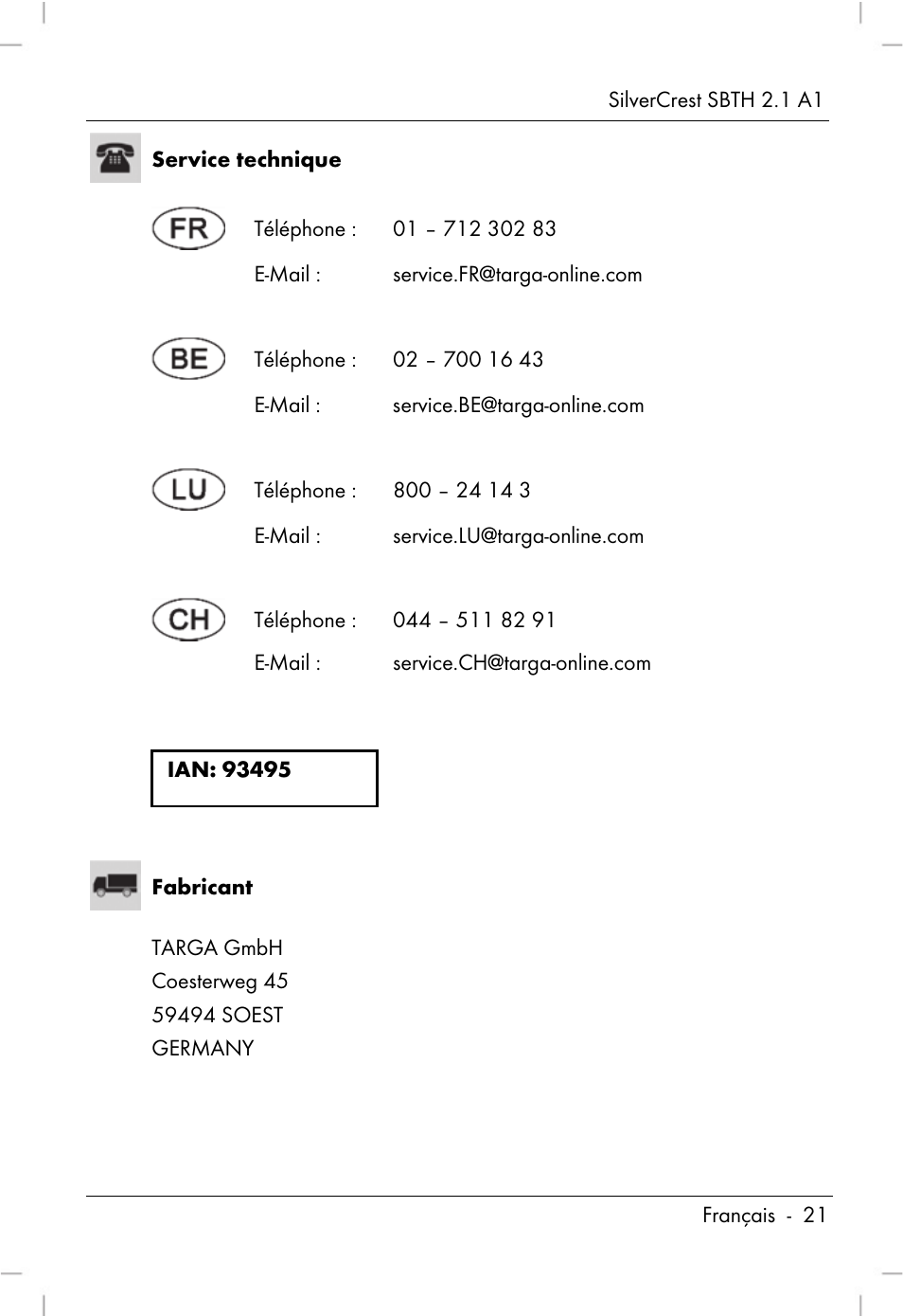Silvercrest SBTH 2.1 A1 User Manual | Page 23 / 64