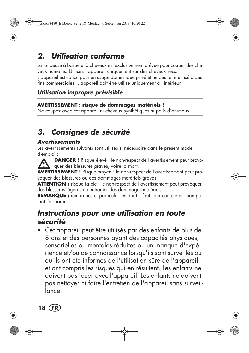 Utilisation conforme, Consignes de sécurité | Silvercrest SHBS 500 B1 User Manual | Page 20 / 76