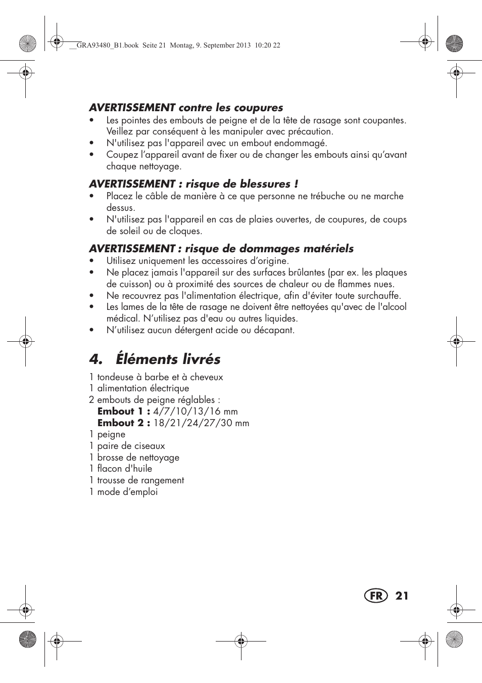 Éléments livrés | Silvercrest SHBS 500 B1 User Manual | Page 23 / 76