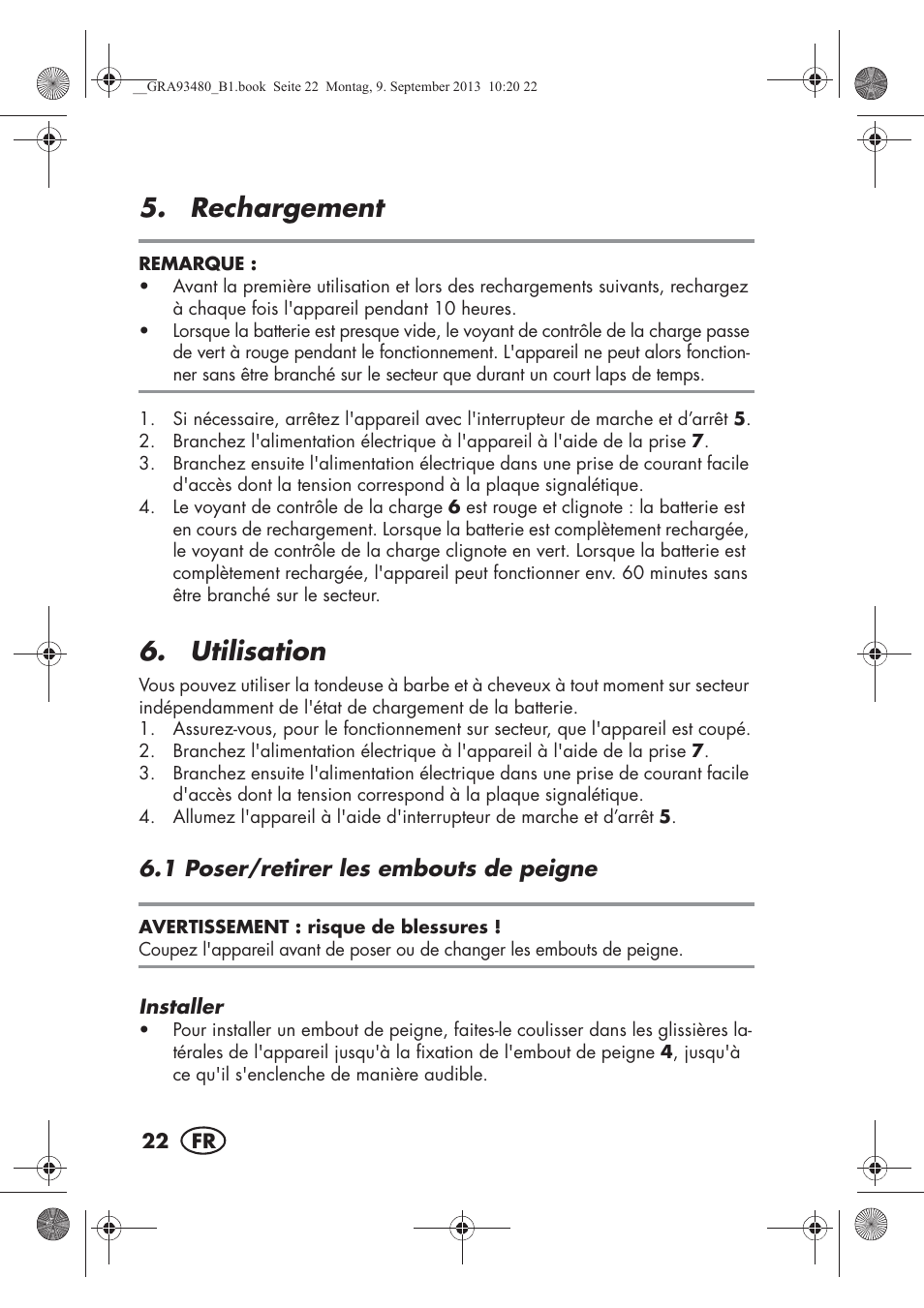 Rechargement, Utilisation | Silvercrest SHBS 500 B1 User Manual | Page 24 / 76