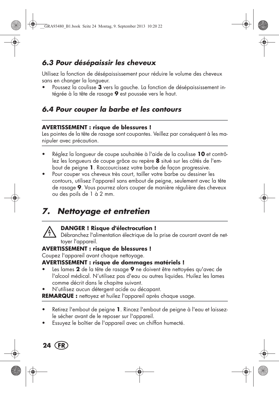 Nettoyage et entretien | Silvercrest SHBS 500 B1 User Manual | Page 26 / 76