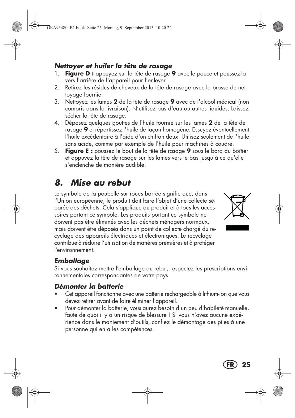 Mise au rebut | Silvercrest SHBS 500 B1 User Manual | Page 27 / 76