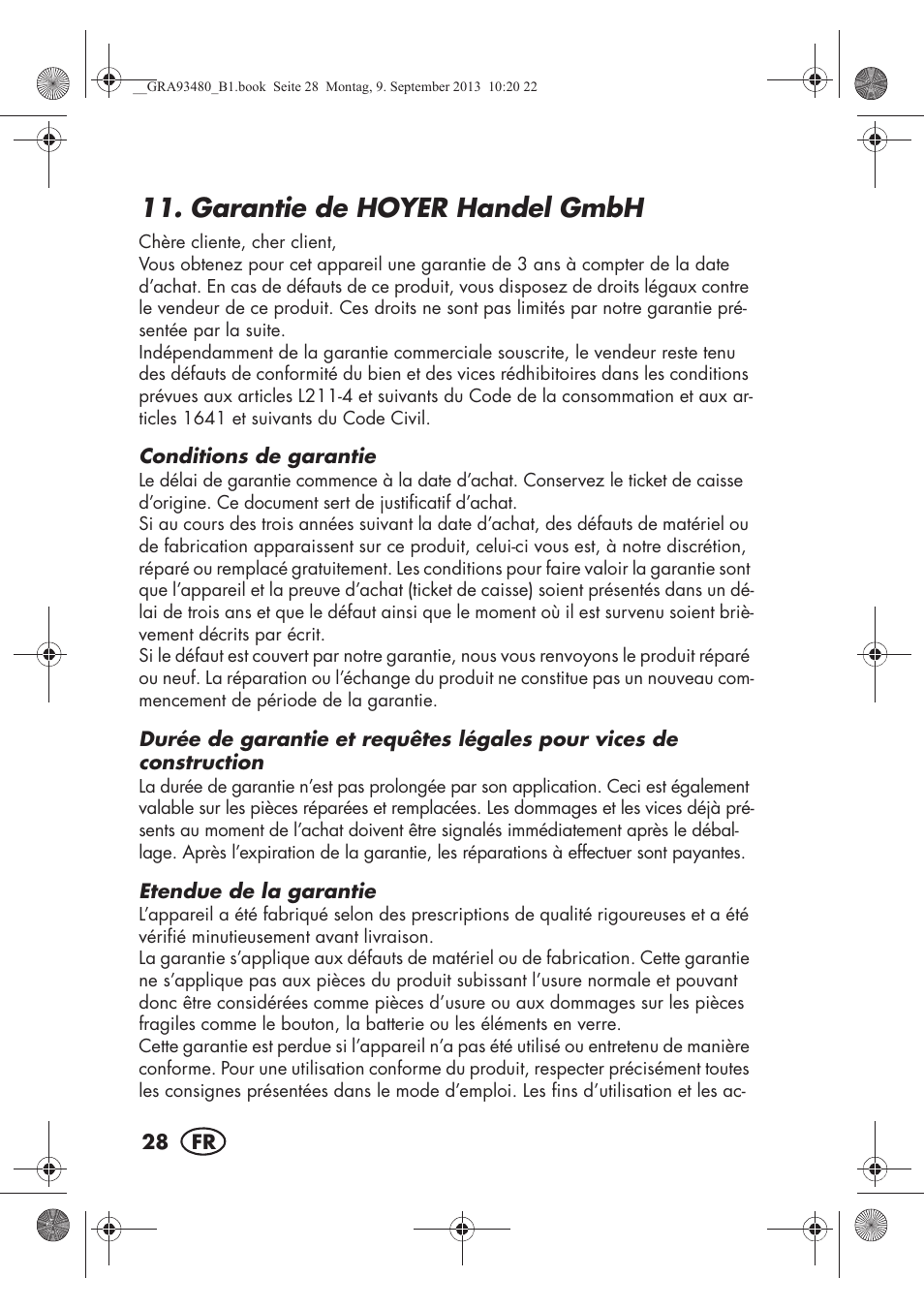 Garantie de hoyer handel gmbh | Silvercrest SHBS 500 B1 User Manual | Page 30 / 76