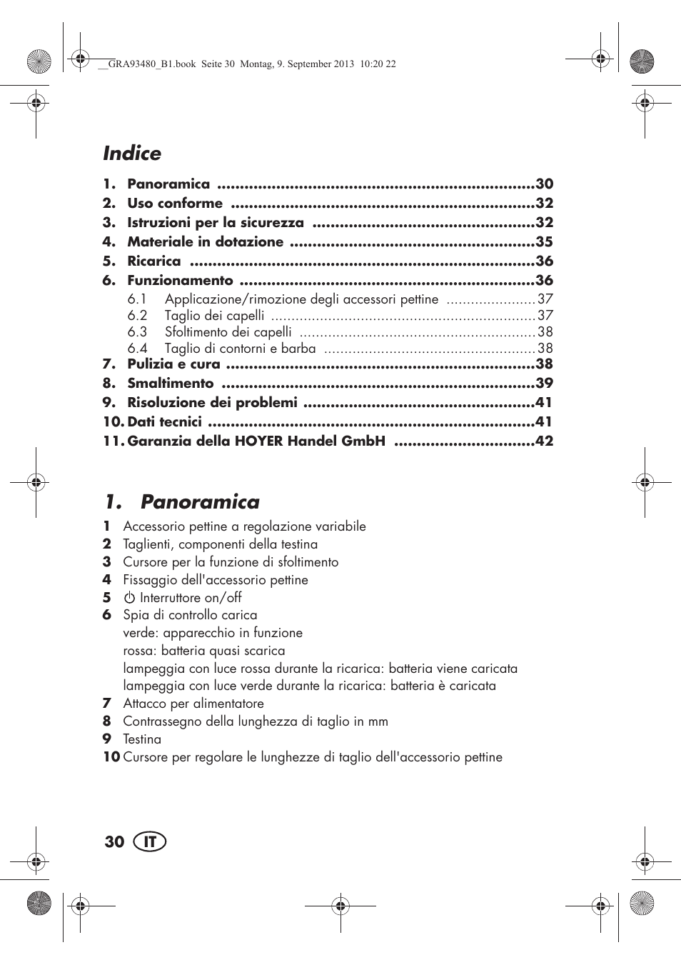 Indice, Panoramica | Silvercrest SHBS 500 B1 User Manual | Page 32 / 76