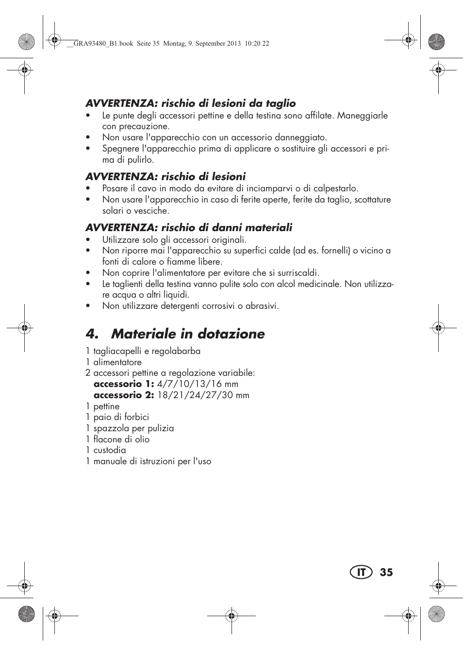 Materiale in dotazione | Silvercrest SHBS 500 B1 User Manual | Page 37 / 76