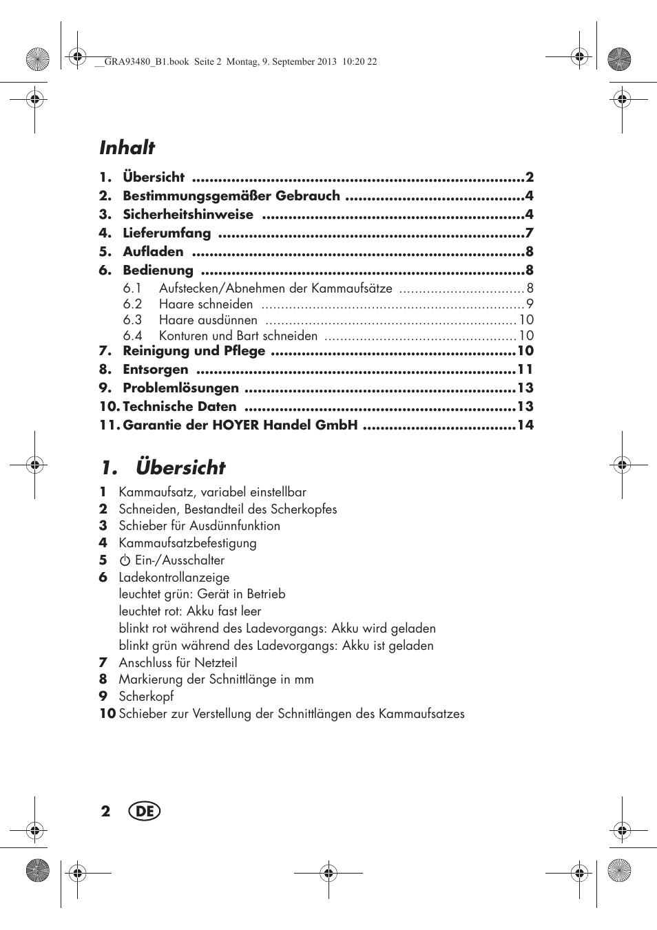 Inhalt, Übersicht | Silvercrest SHBS 500 B1 User Manual | Page 4 / 76