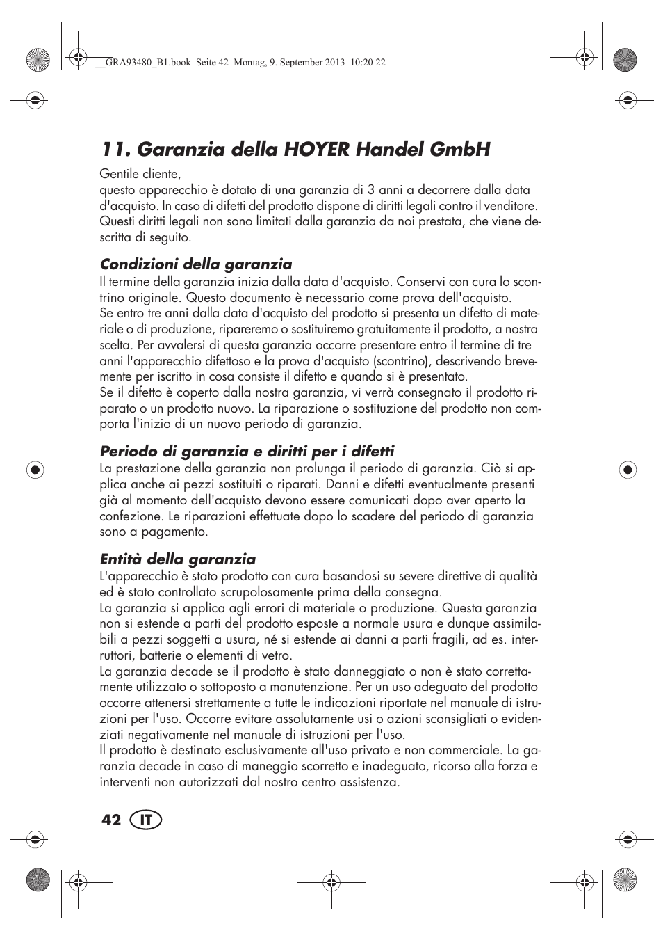 Garanzia della hoyer handel gmbh | Silvercrest SHBS 500 B1 User Manual | Page 44 / 76