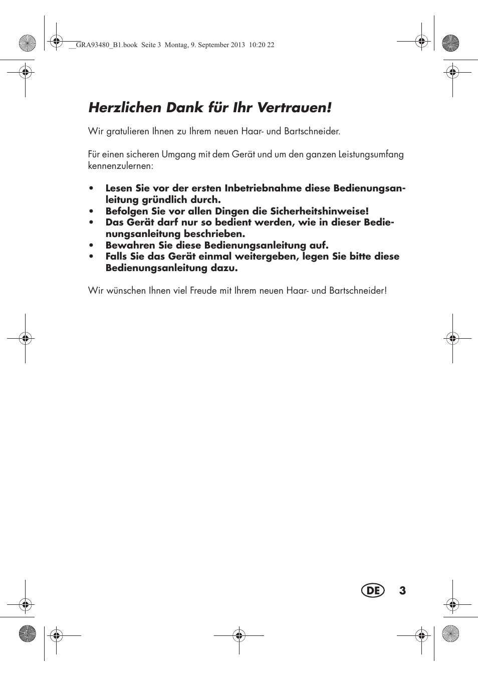 Herzlichen dank für ihr vertrauen | Silvercrest SHBS 500 B1 User Manual | Page 5 / 76