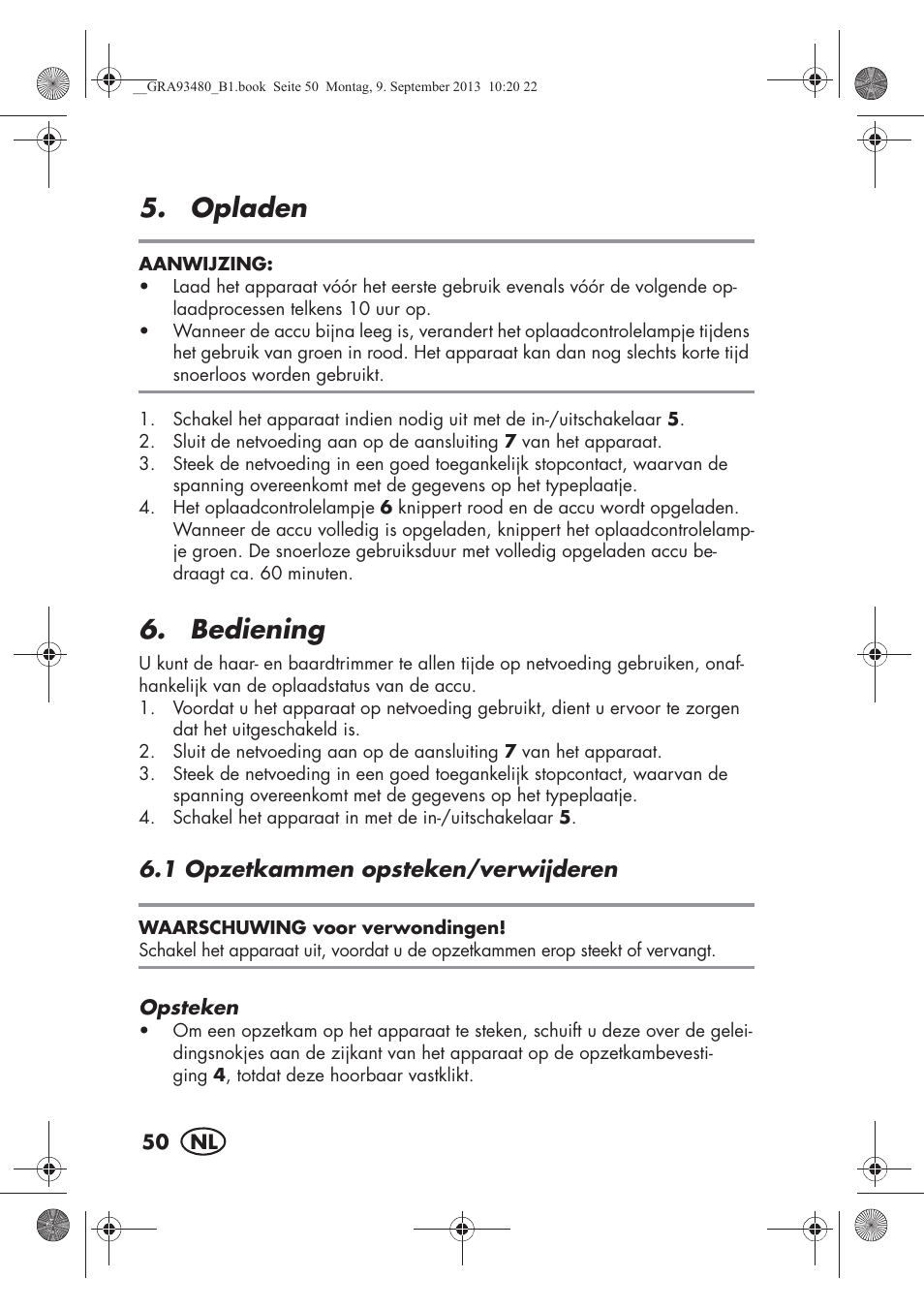 Opladen, Bediening | Silvercrest SHBS 500 B1 User Manual | Page 52 / 76
