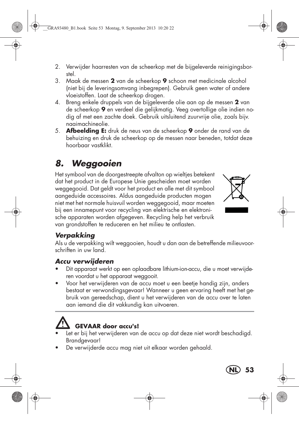Weggooien | Silvercrest SHBS 500 B1 User Manual | Page 55 / 76