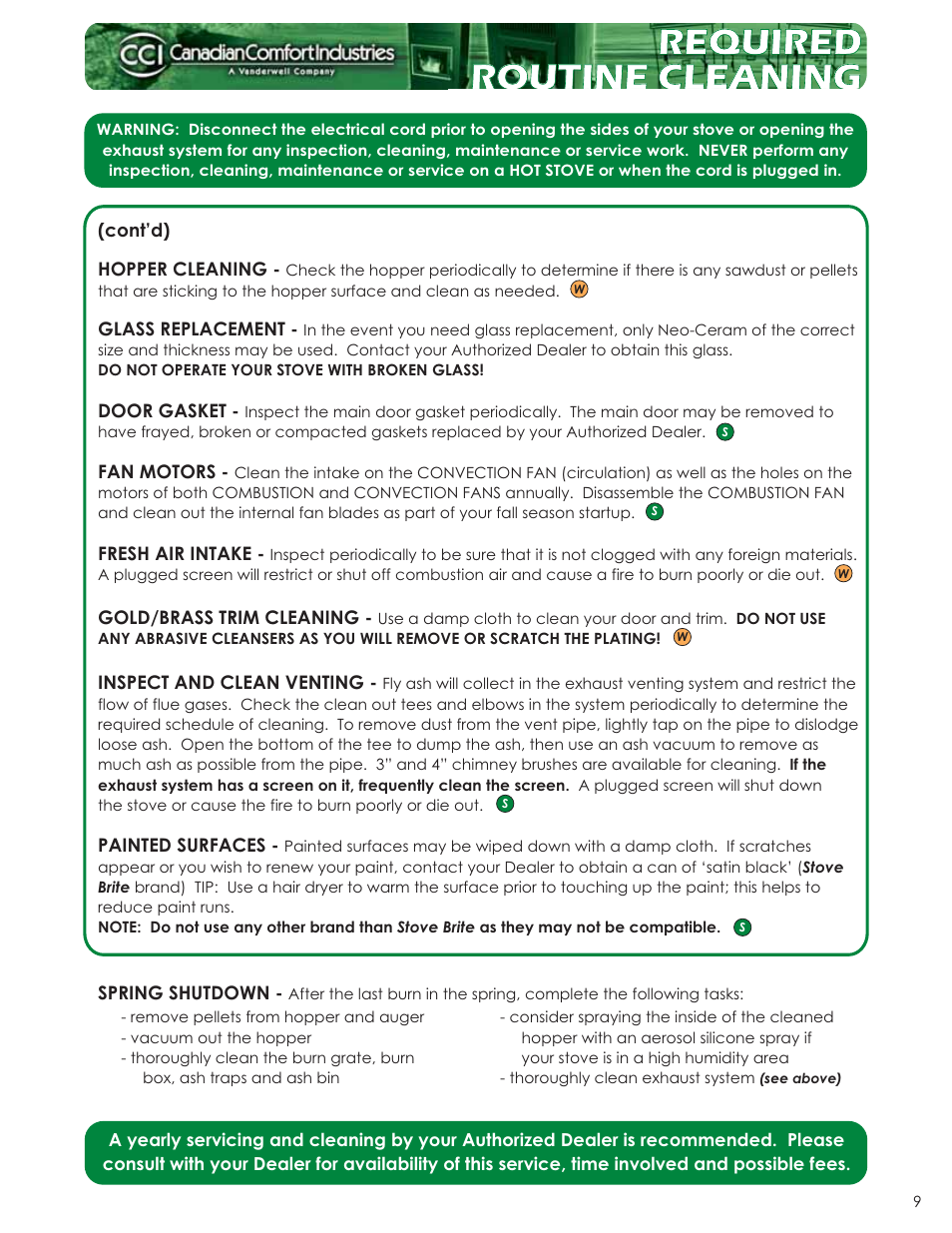 Required routine cleaning | Dansons Group CAN/CSA B365 User Manual | Page 9 / 12