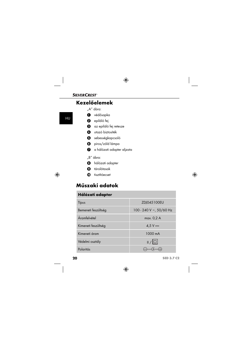 Kezelőelemek, Műszaki adatok | Silvercrest SED 3.7 C2 User Manual | Page 23 / 84